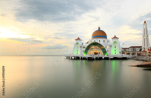 Strait mosque during sunset photo