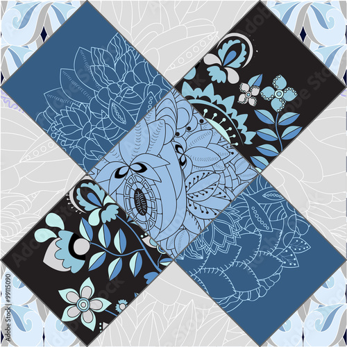 vector seamless patchwork pattern. oriental or russian design