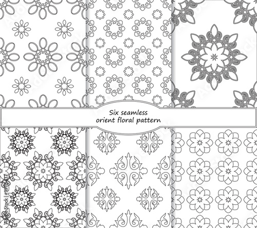 set of stock vector seamless oriental floral pattern.