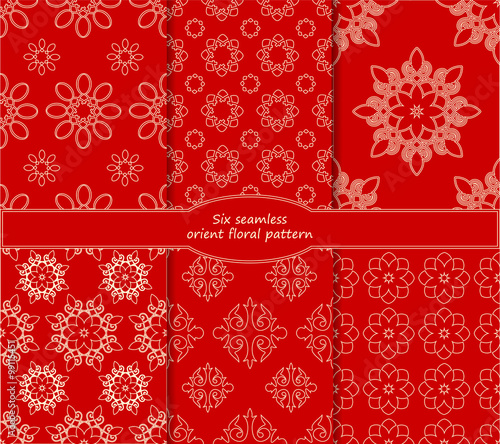 set of stock vector seamless doodle floral pattern.