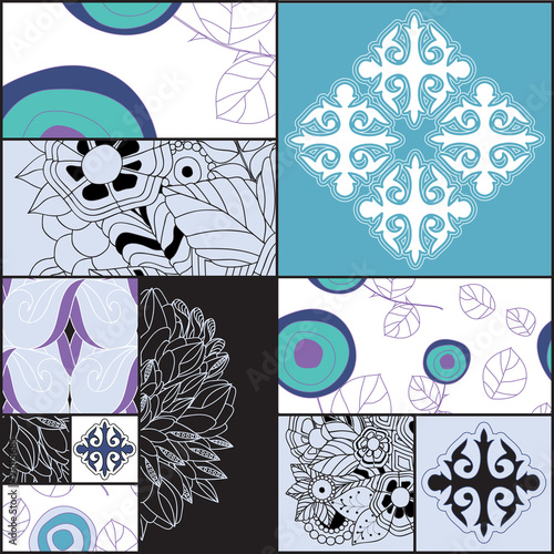 vector seamless patchwork pattern. oriental or russian design