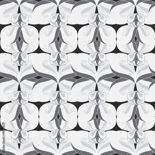 stock vector seamless doodle wave pattern. black and white