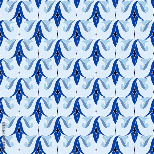 stock vector seamless doodle wave pattern.blue