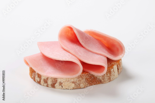 Slice of bread with ham