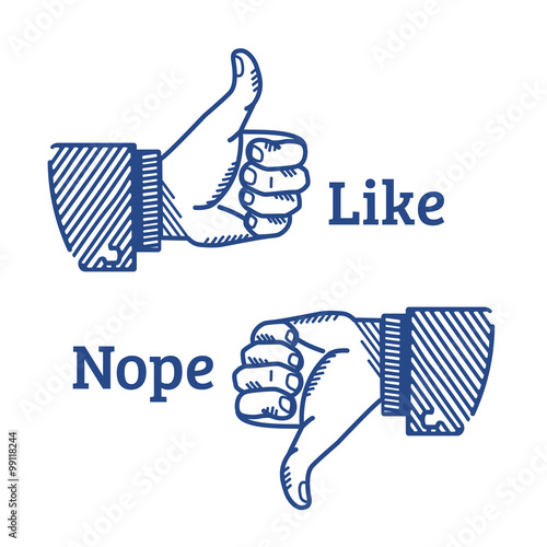 Set of two hands gestures