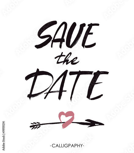 Save the date hand lettering vector handmade calligraphy.