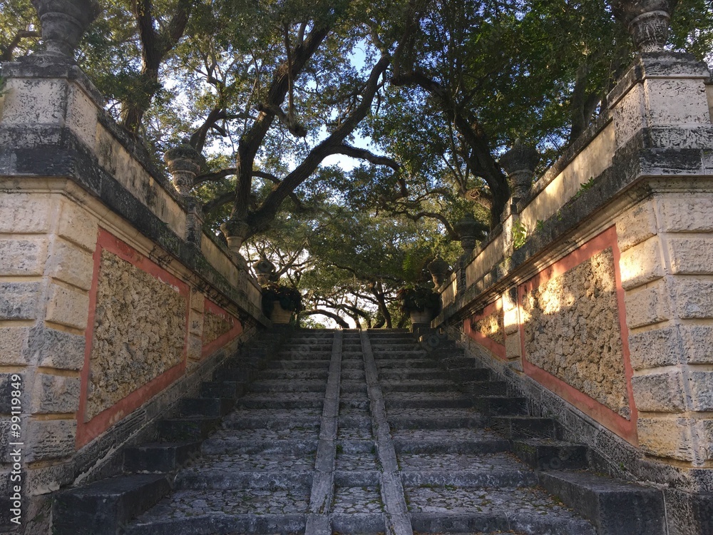 stone stairs in Vizcaya courtry park, Miami, FL