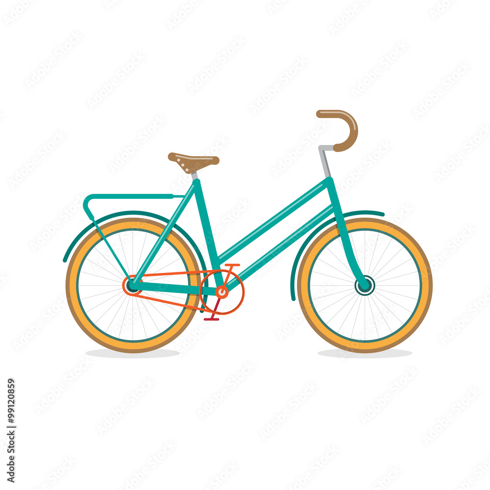 Fototapeta premium Retro Bicycle, transportation vehicles, Flat style vector illustration