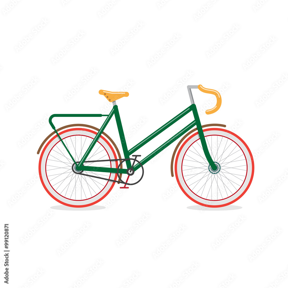 Obraz premium Retro Bicycle, transportation vehicles, Flat style vector illustration