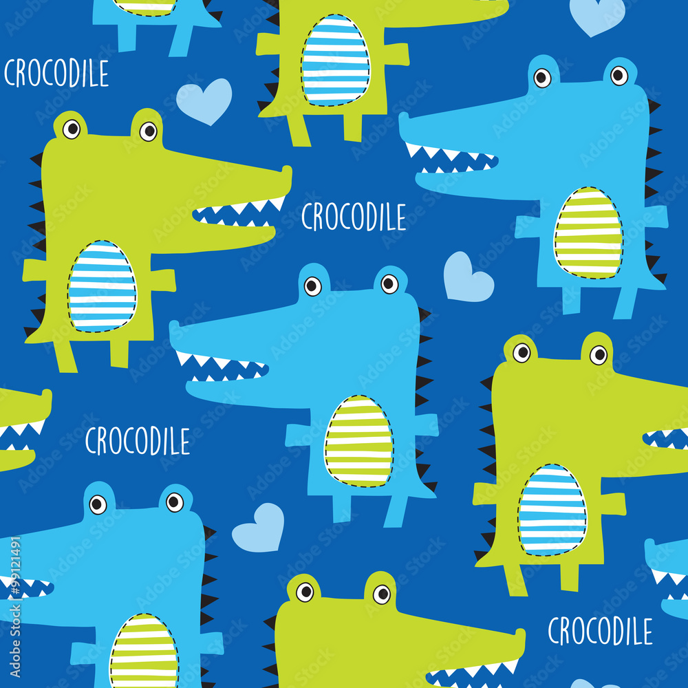 Naklejka premium seamless crocodile pattern vector illustration