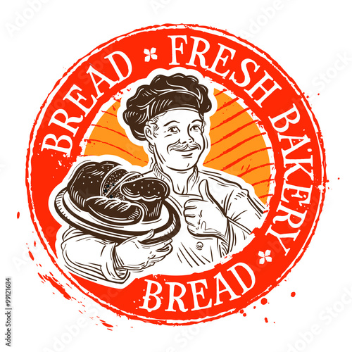 bread and the baker. stamp. vector illustration