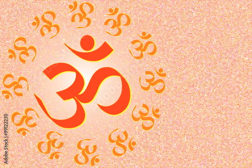 om religious symbols and meditating peace healing related background photo