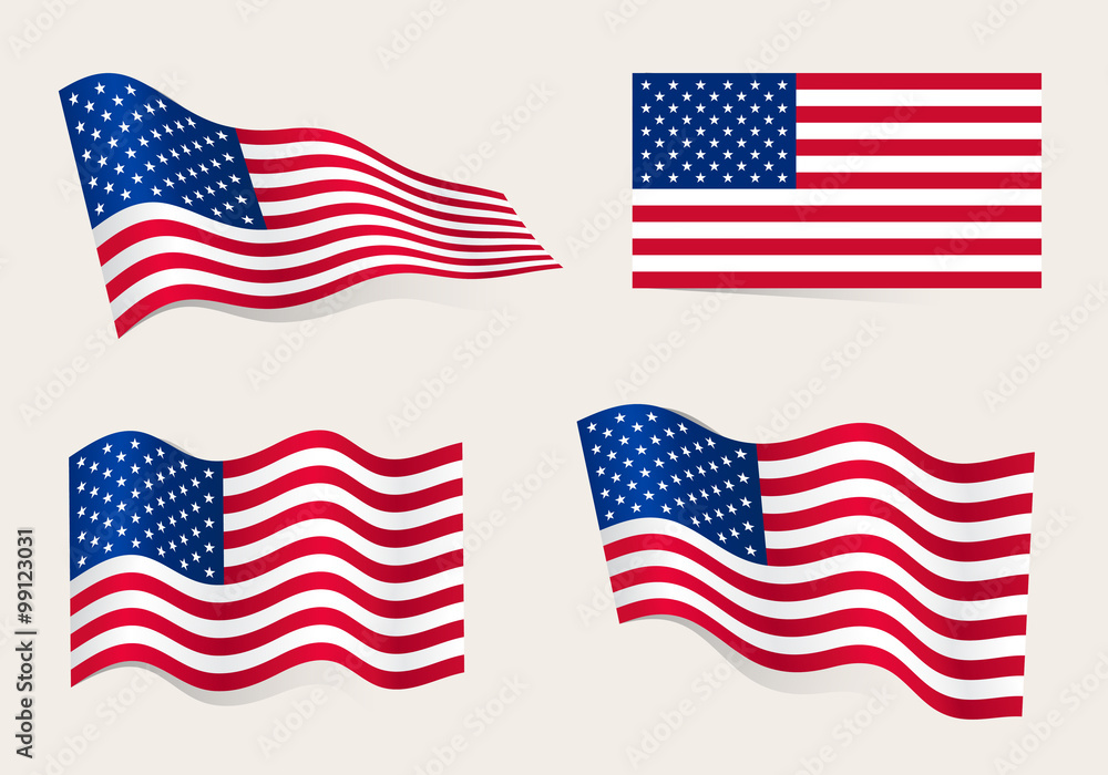 Collection of american flags in the wind Collection of american flags in the wind