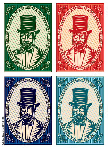 vector colorful illustrations with a gentleman and a variety of accessories