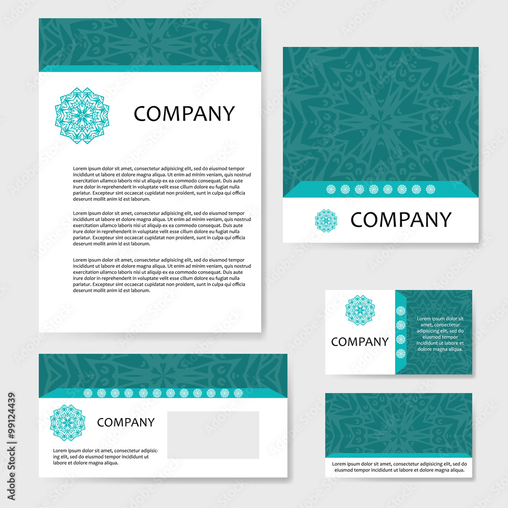 Business cards collection. Ornament for your design with lace mandala. Vector background. Indian, Arabic, Islam motifs.