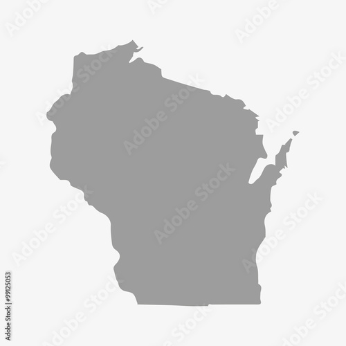 Map the State of Wisconsin in gray on a white background