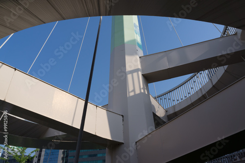 Elevated expressway. The curve of suspension bridge