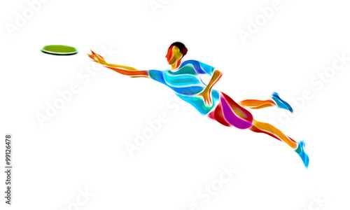 Schilderij op canvas Sportsman throwing flying disc. Ultimate Frisbee.