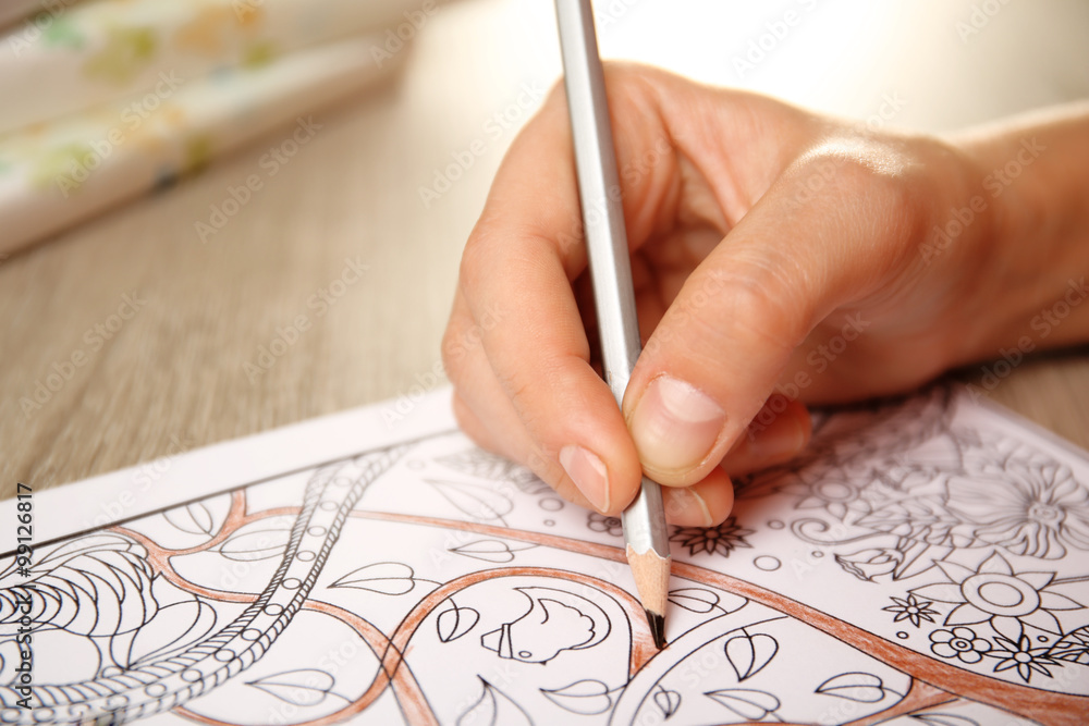 Adult antistress colouring book with pencils Adult antistress colouring book with pencils