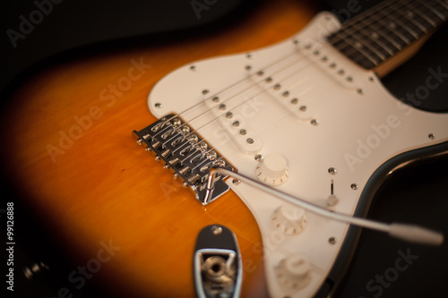 Close up of electric guitar