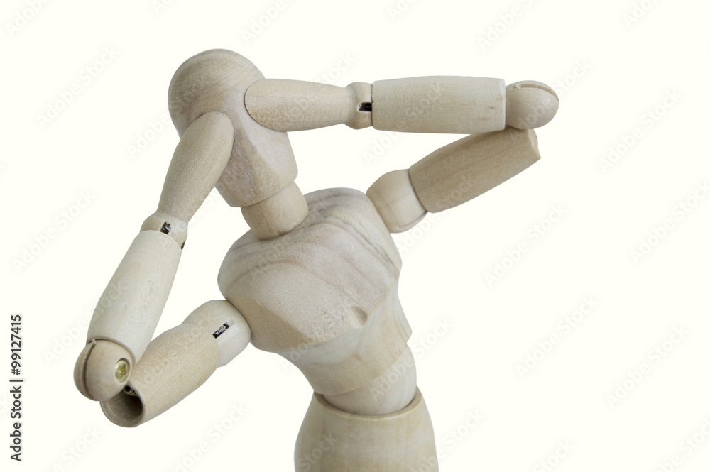 wooden figure concept no see gesture wooden figure concept no see gesture