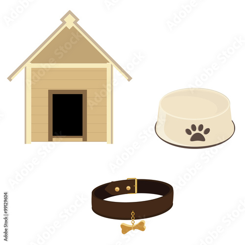 Dog equipment icon set