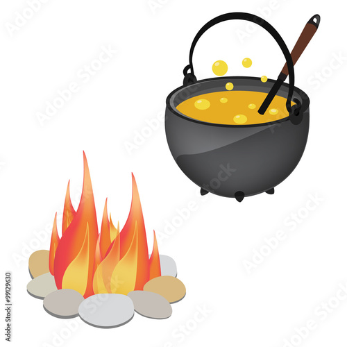 Magic kettle and campfire