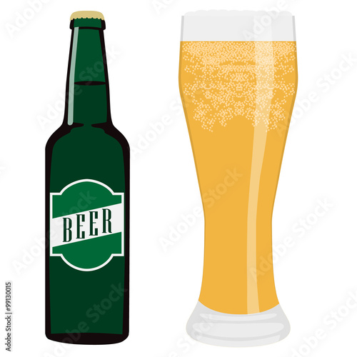Beer bottle and glass