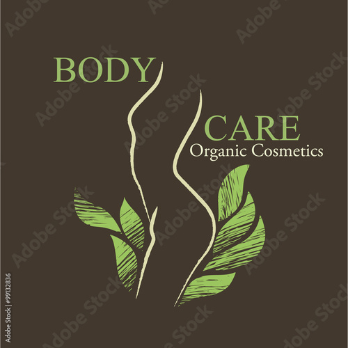 Organic Cosmetics Design elements with contoured woman's silhouette