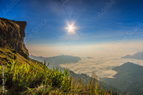 Cuadro en lienzo Sunrise at Phu Chi Fa in Chiangrai province of Thailand