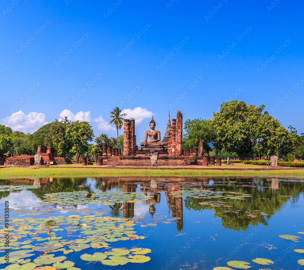 Ruined temple at Sukhothai historical park in Sukhothai province where is the old town of Thailand