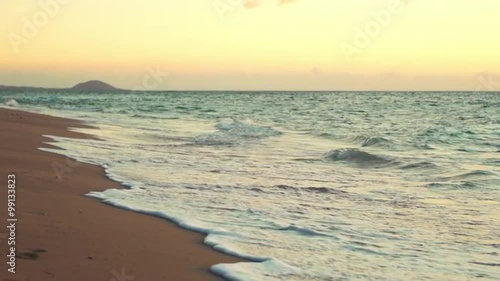Wallpaper Mural Amazing Sunset Over Tropical Beach. Waves Roll up White Sand in SLOW MOTION. Luxury Resort Vacation Torontodigital.ca