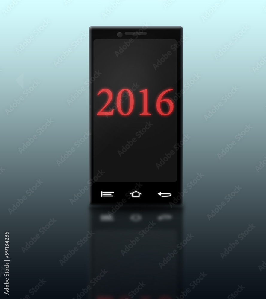 Happy New Year, Smartphone on the background Happy New Year, Smartphone on the background