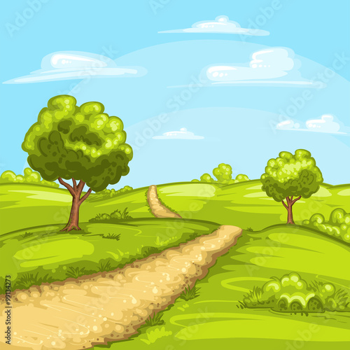Illustration of beautiful summer landscape with a home