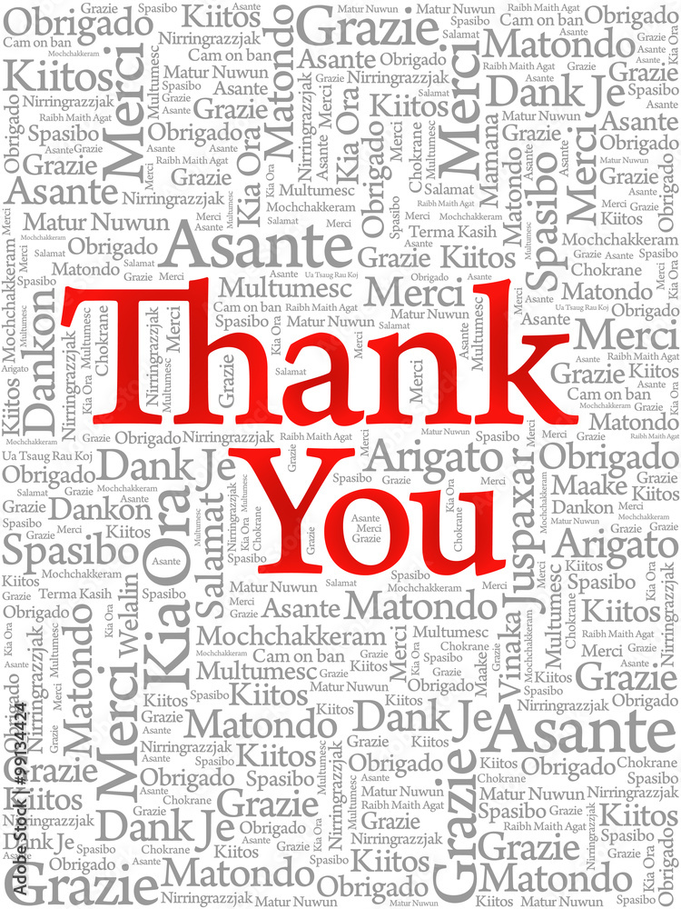 Thank You Word Cloud background in many languages Thank You Word Cloud background in many languages
