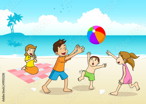 Family Having A Picnic At The Beach