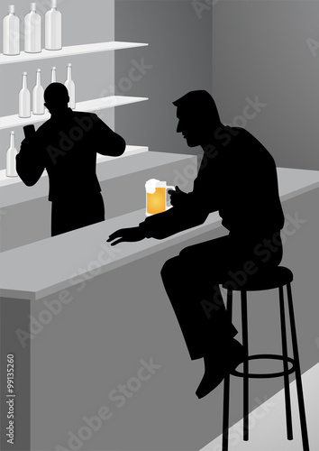 Silhouette Illustration Of A Man At The Bar