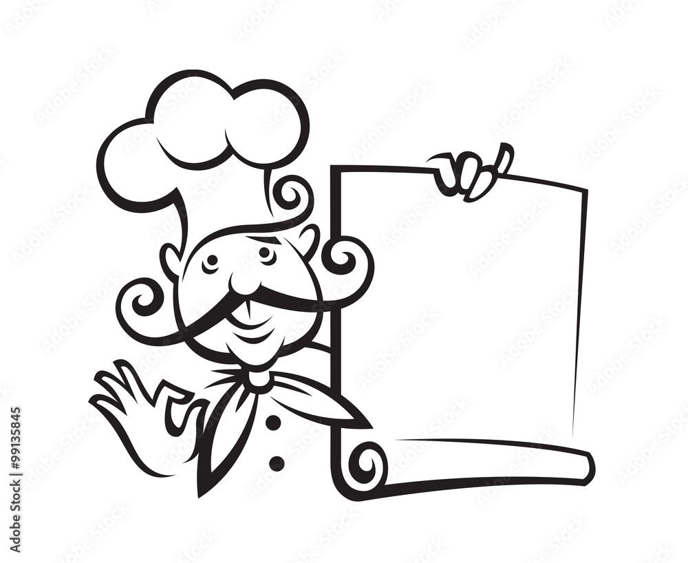 monochrome illustration of a chef monochrome illustration of a chef