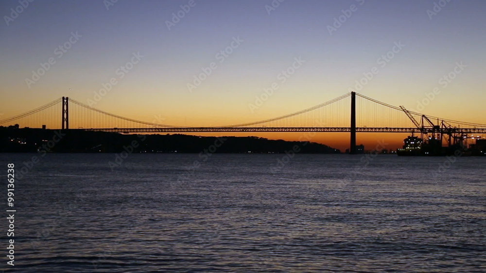Sunset view of The 25 de Abril Bridge in Lisbon, Portugal
Sunset view of The 25 de Abril Bridge in Lisbon, Portugal