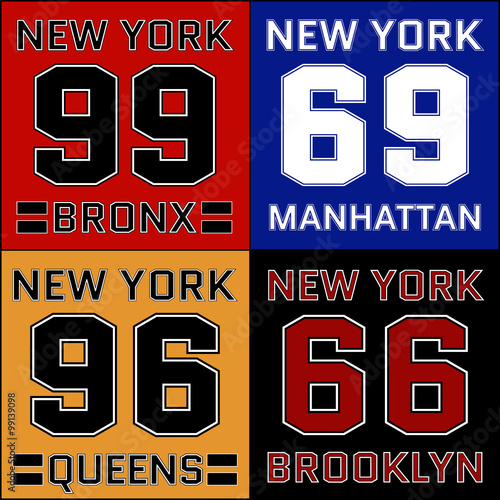 New York districts basketball Typography. Athletic T-shirt fashion graphics. Stylish printing design sportswear apparel. Concept modern style for different print production. NYC original wear. Vector