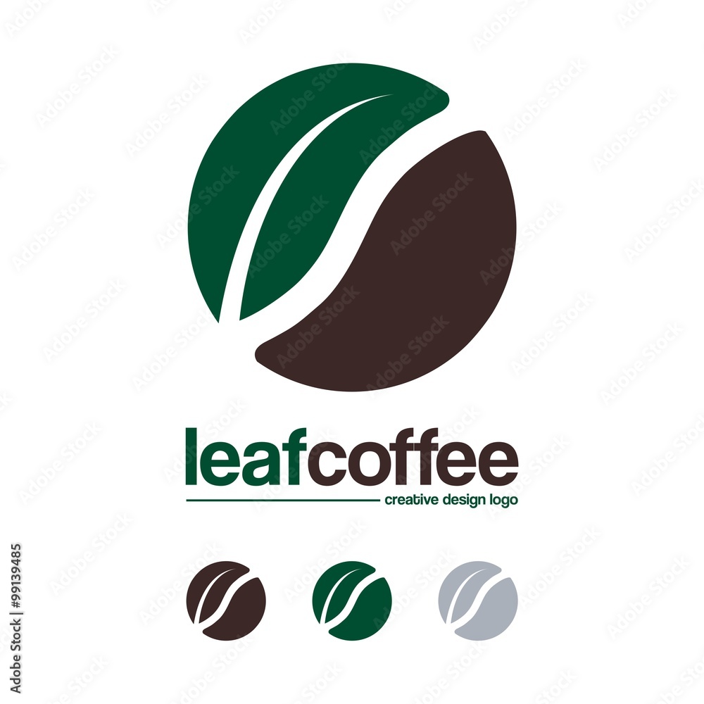 Coffee Logo-Bean Coffee And Leaf Creative Design Logo Vector Stock ...