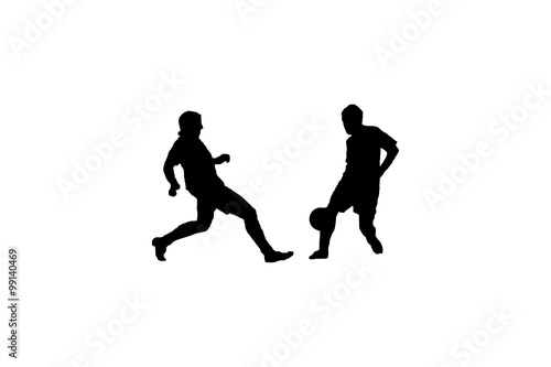 Soccer Player Duell Silhouette 