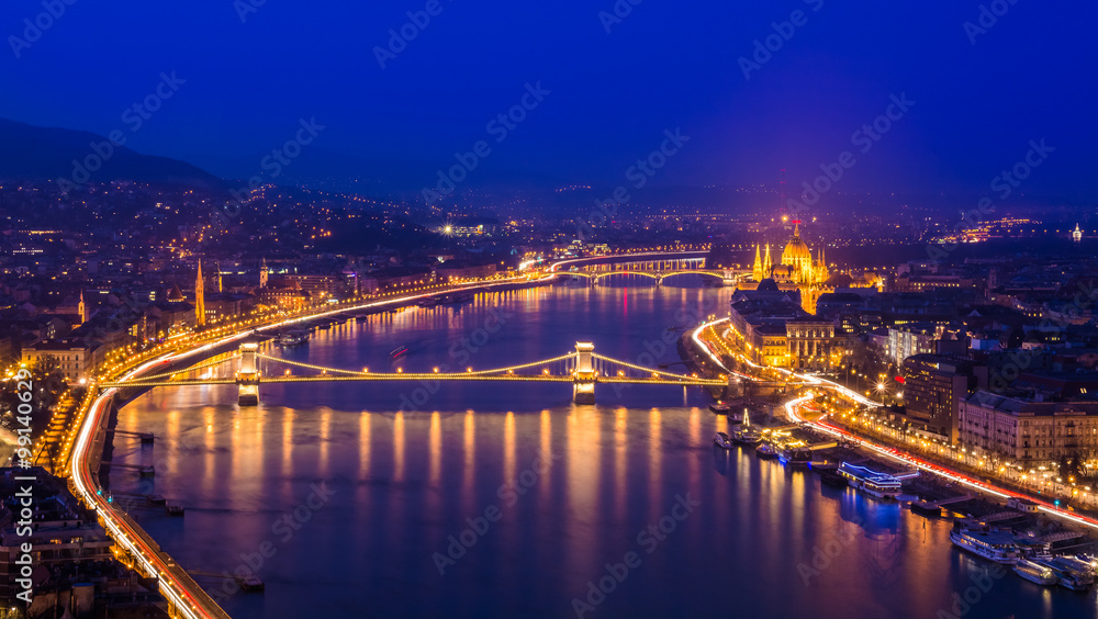 Fototapeta premium Night panorama, Budapest