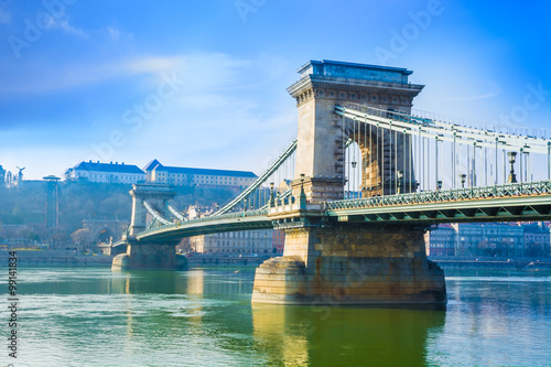 Liberty famous bridge infrastructure over Danube, in a daytime in Budapest - Hungary