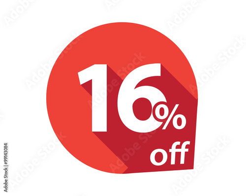 16 percent discount off red circle