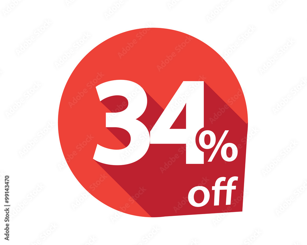 34 percent discount off red circle 34 percent discount off red circle