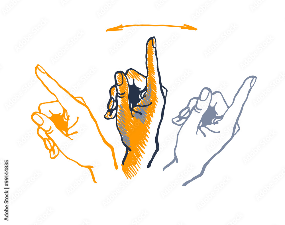vector drawing hand with index finger pointing up. Stock Vector Adobe Stock