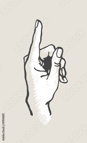 vector drawing hand with index finger pointing up.