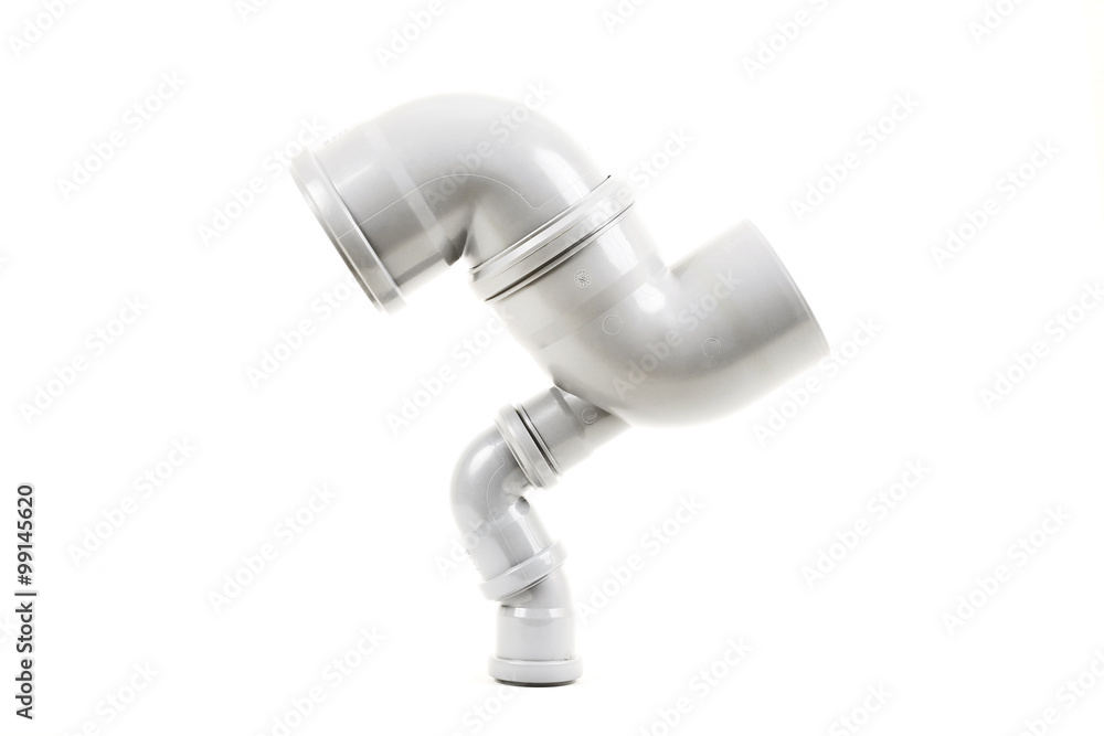 New gray drain pipe isolated on a white background New gray drain pipe isolated on a white background