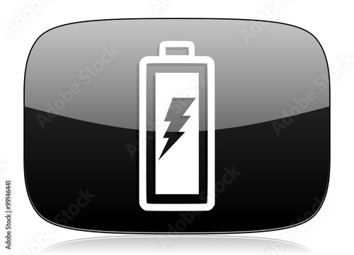 battery black glossy web modern icon